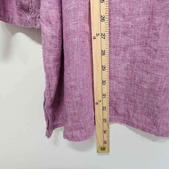 Chicos 4 Linen Tunic Top Size XXL Purple Long Sleeve Collared 1/2 Button Front - Picture 9 of 13